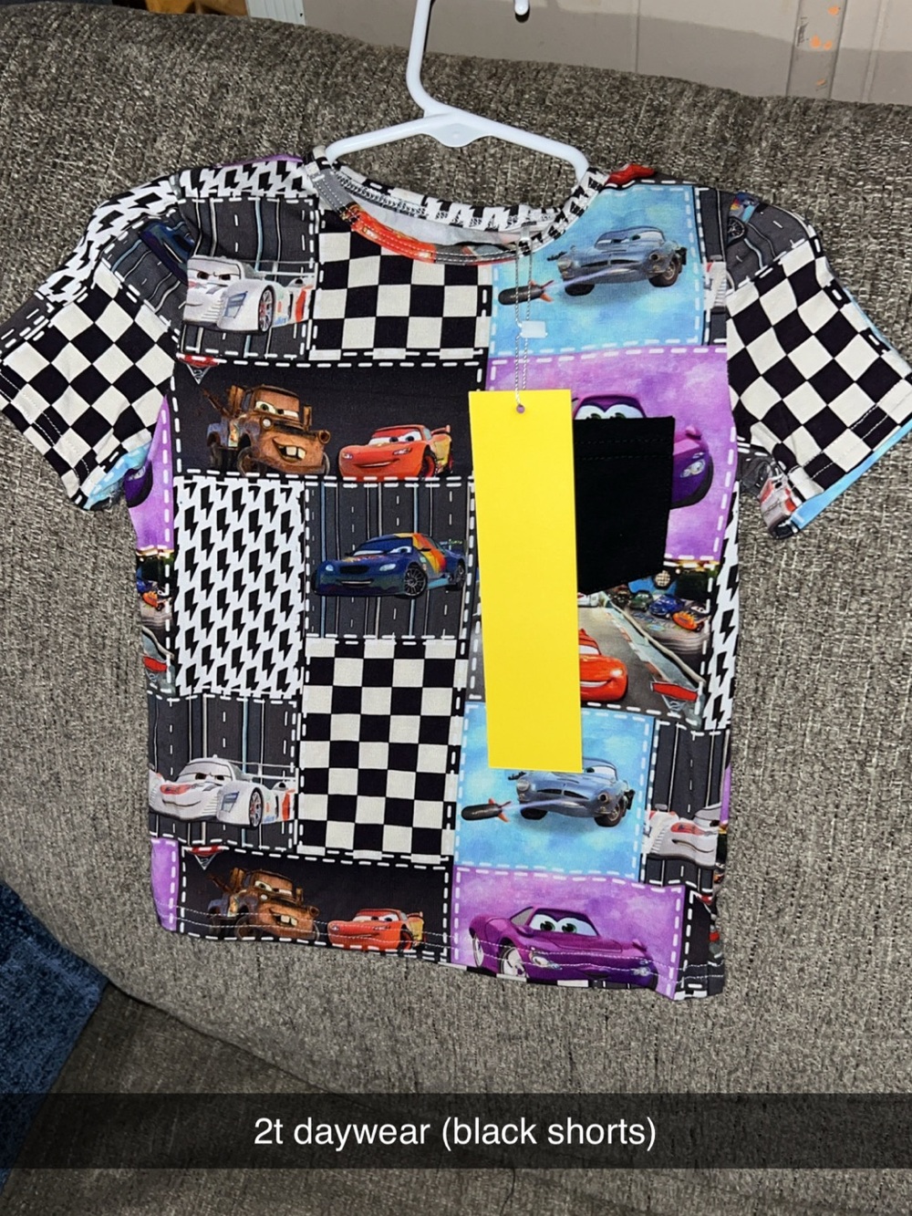 Cars Patchwork Bamboo Daywear Set with Black Shorts
